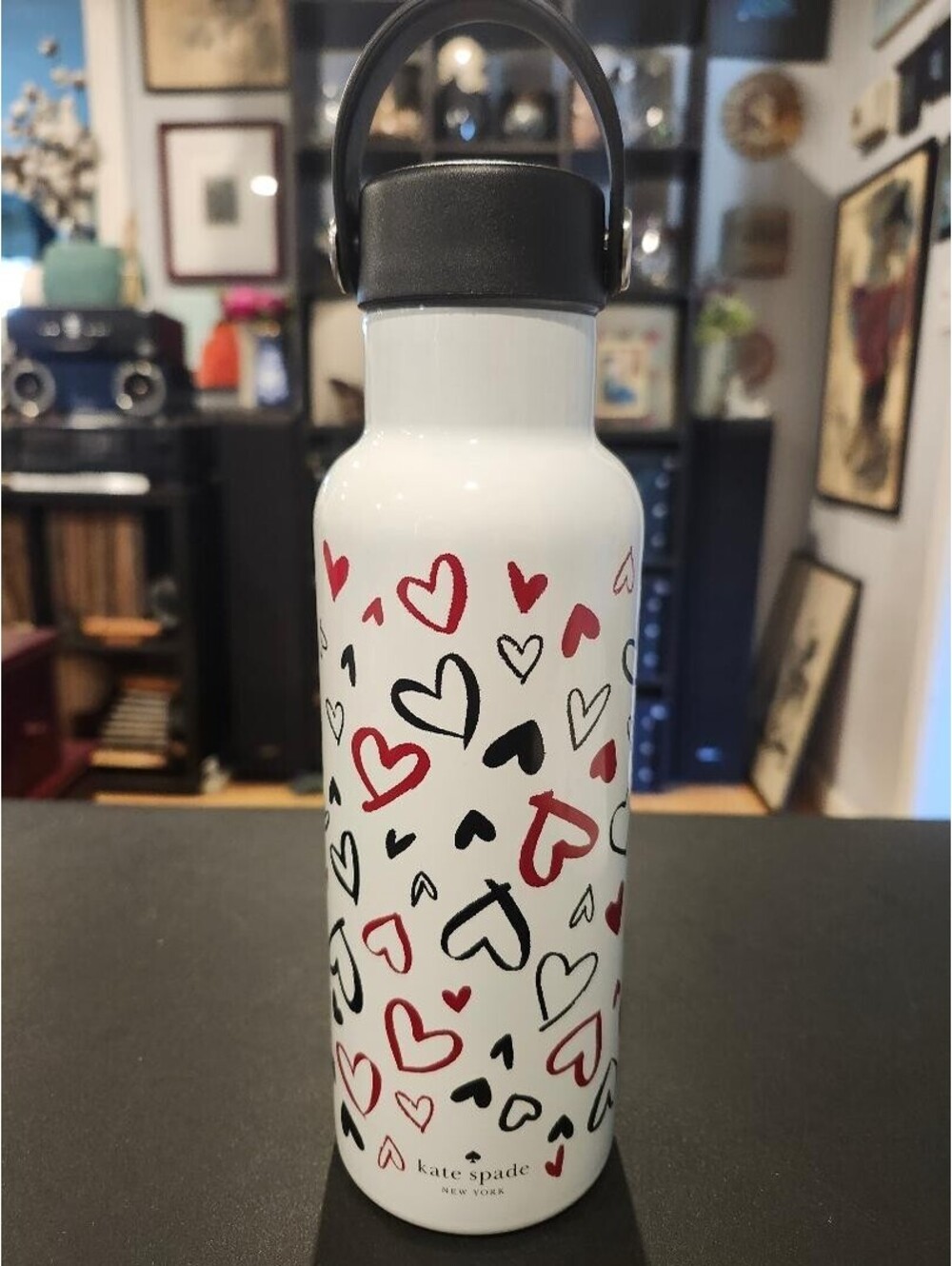 Kate Spade Scribble Hearts 17oz Stainless Steal Water Bottle Brand New In Box!